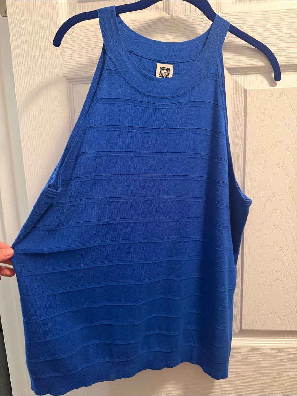 Anne Klein Blue Ribbed Knit Tank Blouse